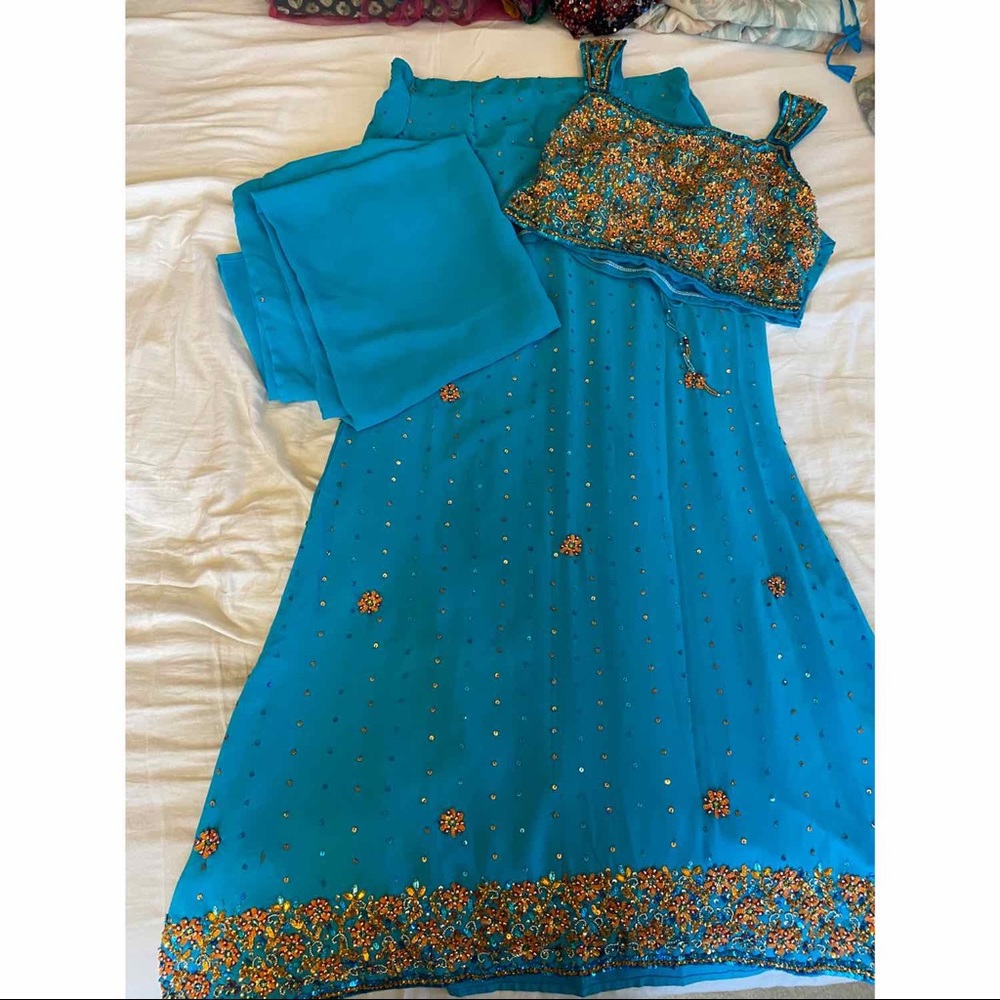 Blue Indian wedding lehenga